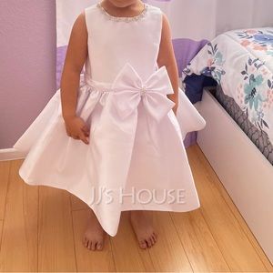 White Satin Flower Girl Dress